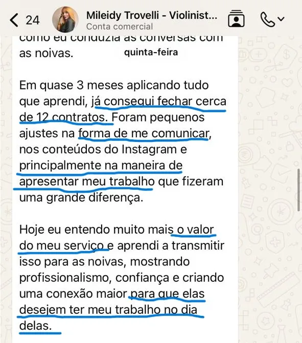 Depoimento: cerca de 12 contratos em 3 meses